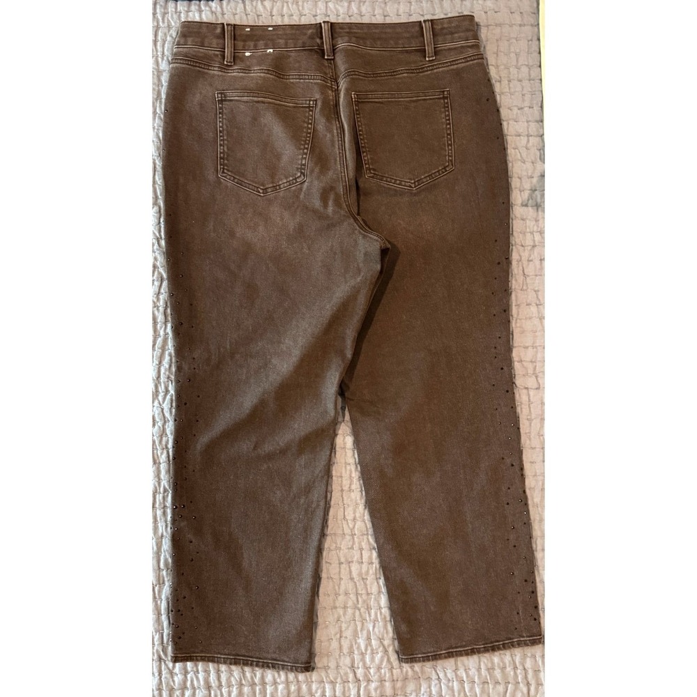 Talbots High Waist Relaxed Jeans Size 16WP Embellished Black Denim Straight Leg - Picture 3 of 16